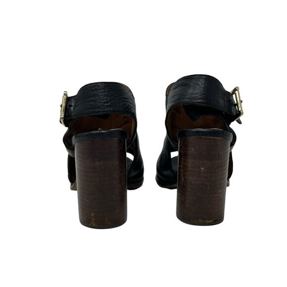 Tommy Hilfiger Black Leather Open Toe Sling Back Heeled Sandals Shoes size 8M - Picture 5 of 16